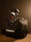 Camera saddle bag on a brown background